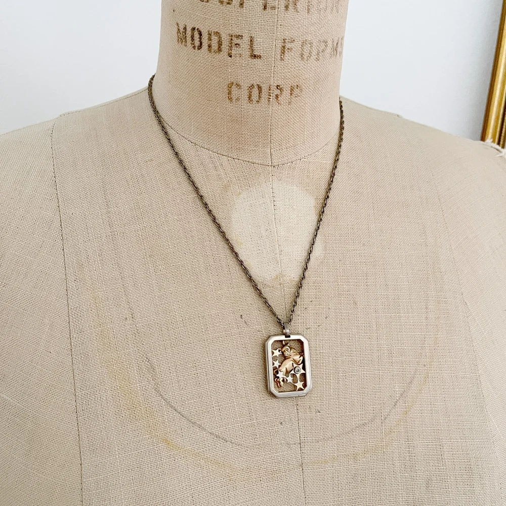 Pierre Cardin Vintage 1979 Taurus Cut-Out Zodiac Necklace with